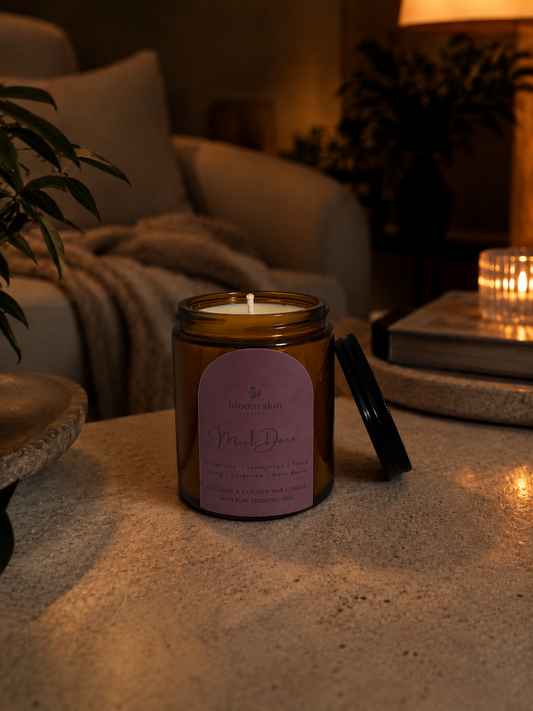 Miel Doré essential oil candle by Bloom Skin