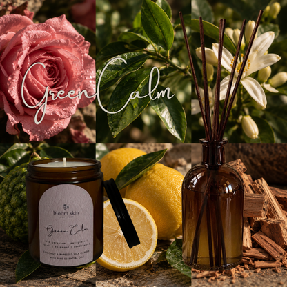 Green Calm essential oil candle by Bloom Skin